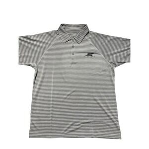 Skechers GoGolf Mens Gray Striped Performance Polo Shirt Large Raglan Sleeve
